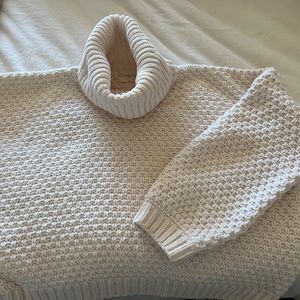 Chunky soft knit wide turtleneck sweater